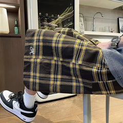 Voguable Stylish Plaid Printed Loose Straight Shorts Men 2024 Summer New Original Fashion Five-pointed Pants Free Shipping voguable
