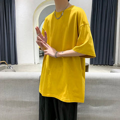 Men Oversized Graphic Solid T Shirts Colorfuls 100% Cotton Mens White Classical Tee Male Short Sleeve O-Neck Tops gotmes-shop