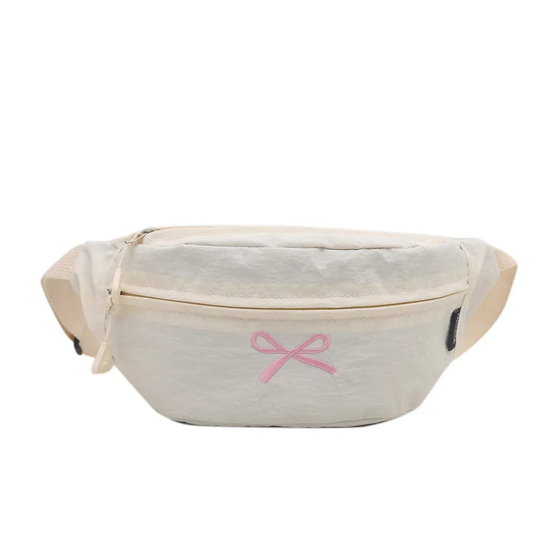 All Match Kawaii Bow Embroidery Chest Bags Korean Women Casual Y2k Aesthetic Shoulder Bag Vintage Simple Chic Handbags Crossbody voguable