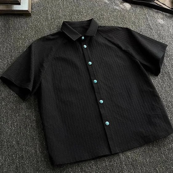 Voguable  Men's Loose Beach Shirt Vintage Printed Casual Lapel Neck Short Sleeve Shirt Lightweight Soft Fabric Summer Holiday Daily Wear voguable