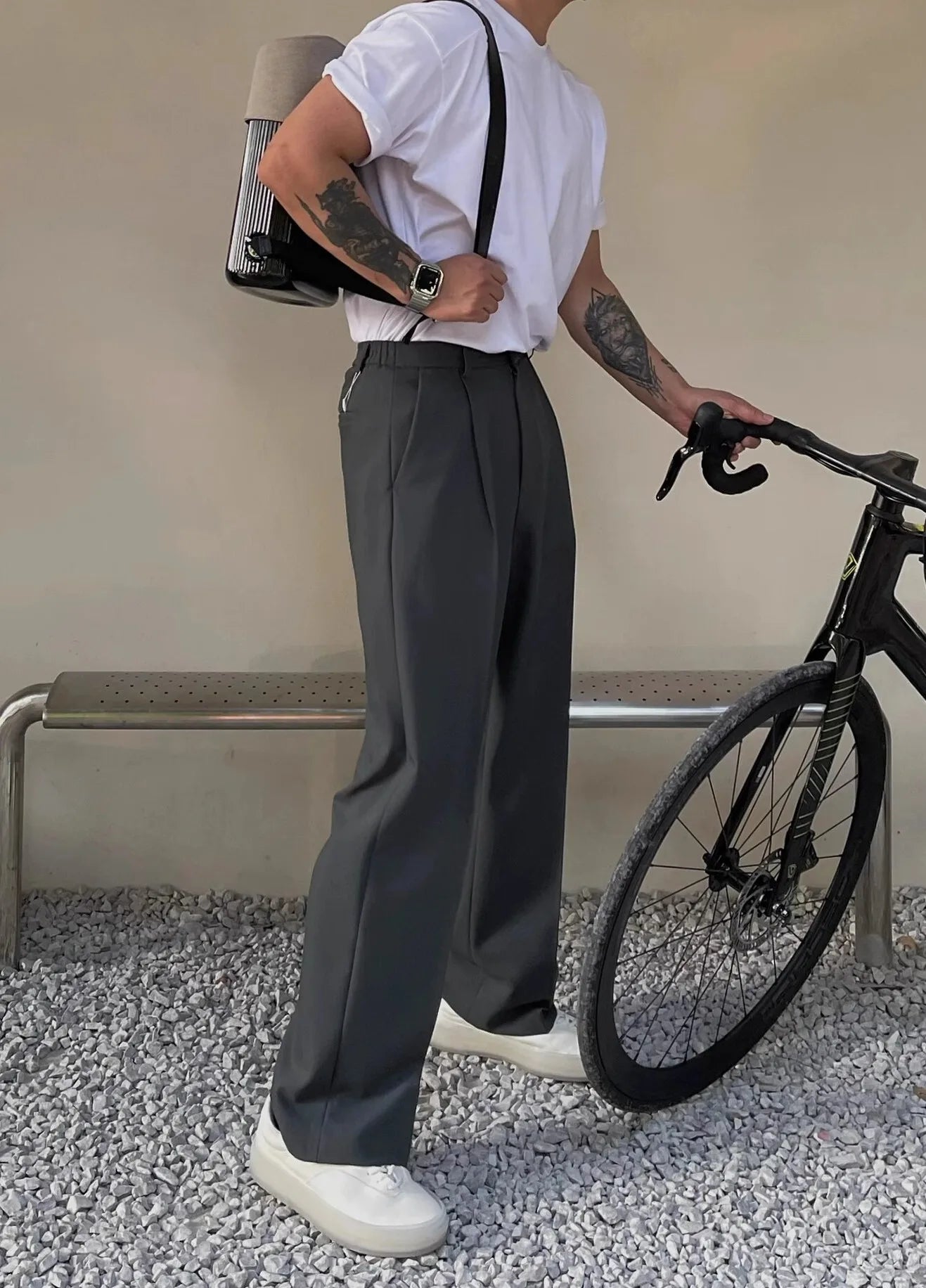 Voguable Gray Suit Pants Men Fashion Business Society Men Dress Pants Korean Loose Straight Pants Men Office Formal Trousers M-2XL voguable