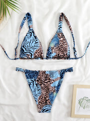 Voguable  Brazilian Thong Bikinis Strappy Swimsuit Women Sexy Printed Swimwear Female Bathers Swimming Bathing Swimming Swim Suit voguable