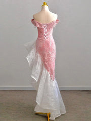 Voguable Host Evening Dress Luxury Dress Party Sexy Skirt Bare Chest And Sleeveless Dress Party Bridal Toast Dress Pink Glitter Skirt voguable