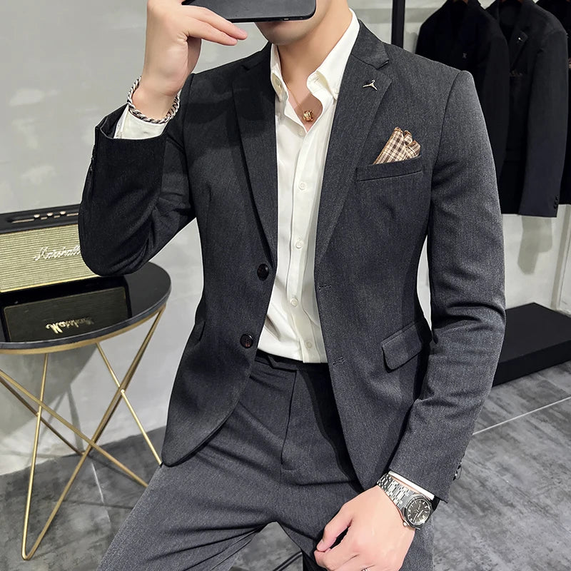 Voguable  (Jacket+Pant) Men Slim Fit Business Suits 2-Piece High Quality Italian Style Wedding Social Party Tuxedo Men Clothing 7XL-S voguable