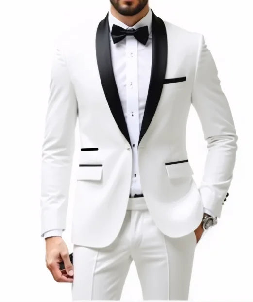 Voguable  Men's New Fashion Business Casual Two-piece, Comfortable and Breathable Slim-fit Side Slit Single-button Suit Jacket+trousers voguable
