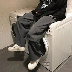 Voguable  Thin Wide Leg Cargo Sweatpants Male Oversize Pants Y2k Streetwear Casual Sport Straight Long Trousers Basketball Man New voguable
