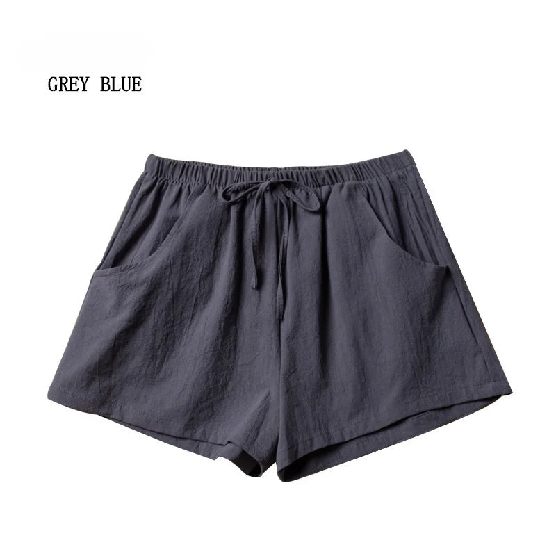 Casual Linen Shorts Women Gym Workout Shorts Cotton Short Pants High Waisted Black Ladies Short Femme Women Shorts Sport Femme voguable