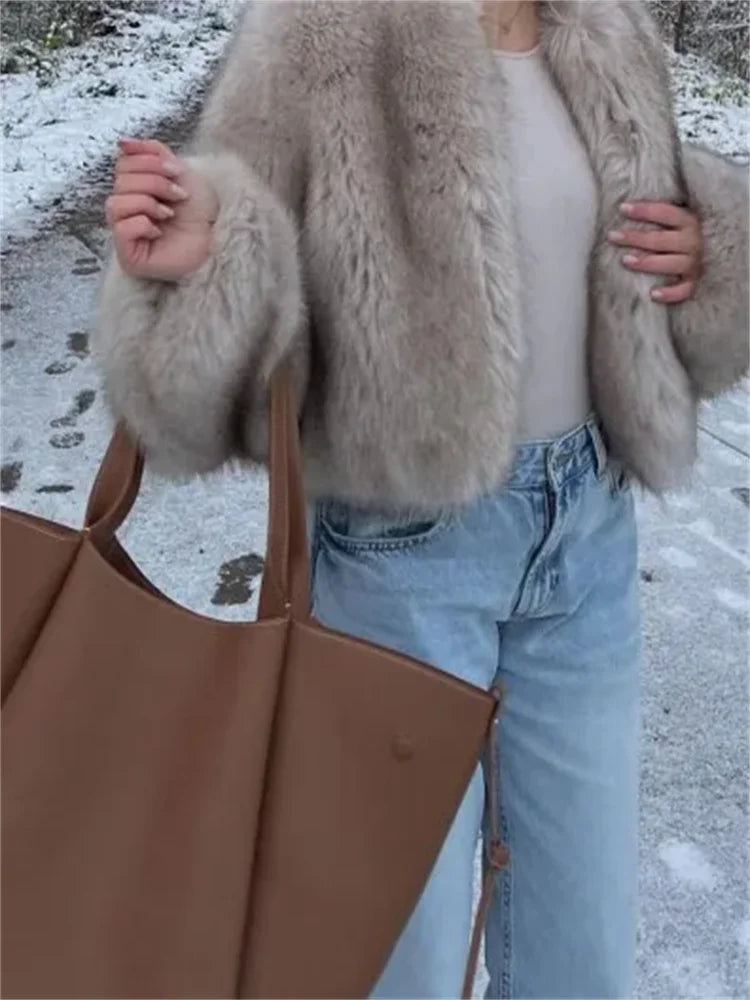 Fashion Fluffy Faux Fur Coat For Women Winter Elegant Loose Long Sleeve Jacket Female Luxury Thick Lady High Street Outerwear voguable