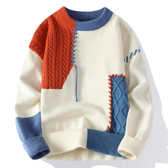 Voguable  Autumn Winter Warm Men Sweaters Fashion Turtleneck Patchwork Pullovers New Korean Streetwear Pullover Casual Men Clothing voguable