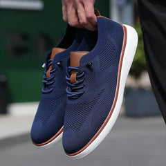 Voguable  Men's Fashionable Knitted Lace Up Shoes Breathable Mesh Stable and Soft Sole Trendy Luxurious Running Flat Shoes Tenis Masculino voguable