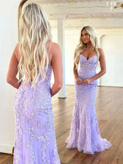 Voguable   Lilac Lace Embroid Evening Dress Sexy Mermaid Prom Dress Strapless Fishtail Party Dress Trumpet voguable