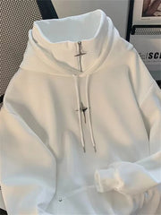 Voguable  Autumn Winter High Neck Hoodie Men Casual Trendy Sporty Japanese Retro Cool Teenage Fashionable Jacket Loose Fit Hooded voguable