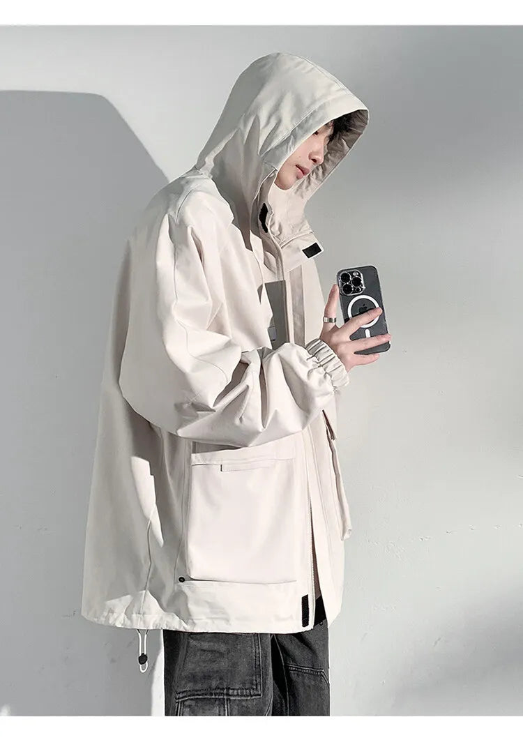 Outdoor jacket Streetwear Coffee Cargo Jacket Men Women 2025 Spring Harajuku Coat Korean Fashion Big Pocket Loose Casual 4Colors voguable