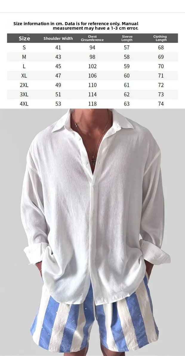 Voguable  American Retro Cotton Linen irt Men Texture Sensation Slim Long Sve Open Cardigan Thin Linen Breathable Workwear irt voguable