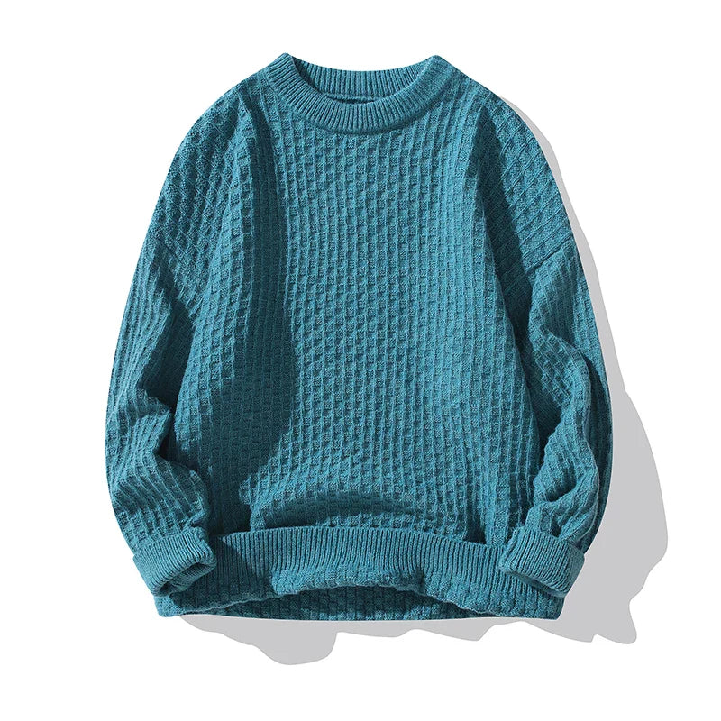 New Solid Color O Neck Mens Sweater Trend High Streetwear Fashion Autumn Knitted Outwear Clothing gotmes-shop