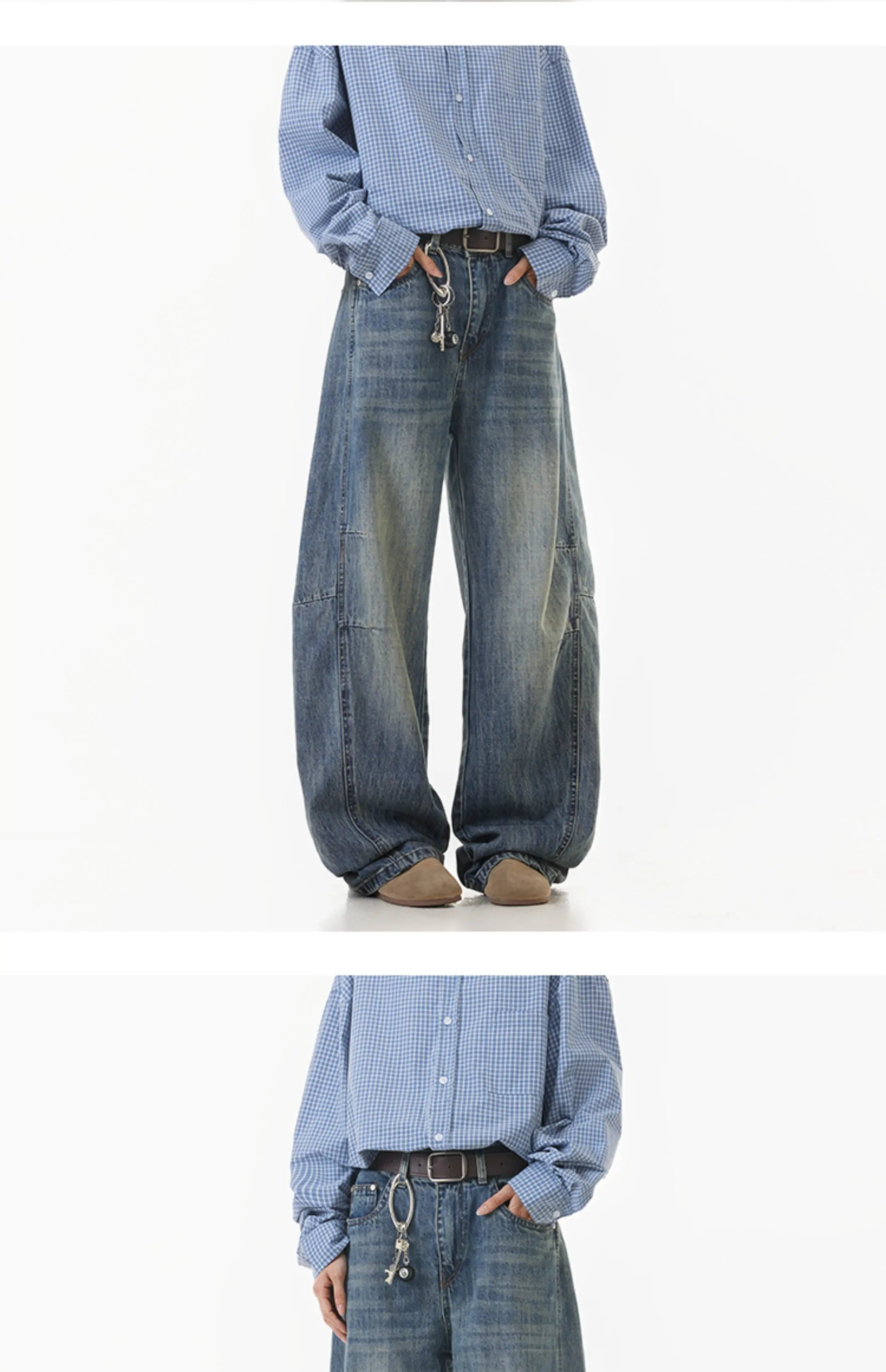 2025 Spring Men Denim Pants Straight Droop Vintage Loose Bottom Straight Wide Leg Casual Male Trousers Korean Style baggy jeans voguable