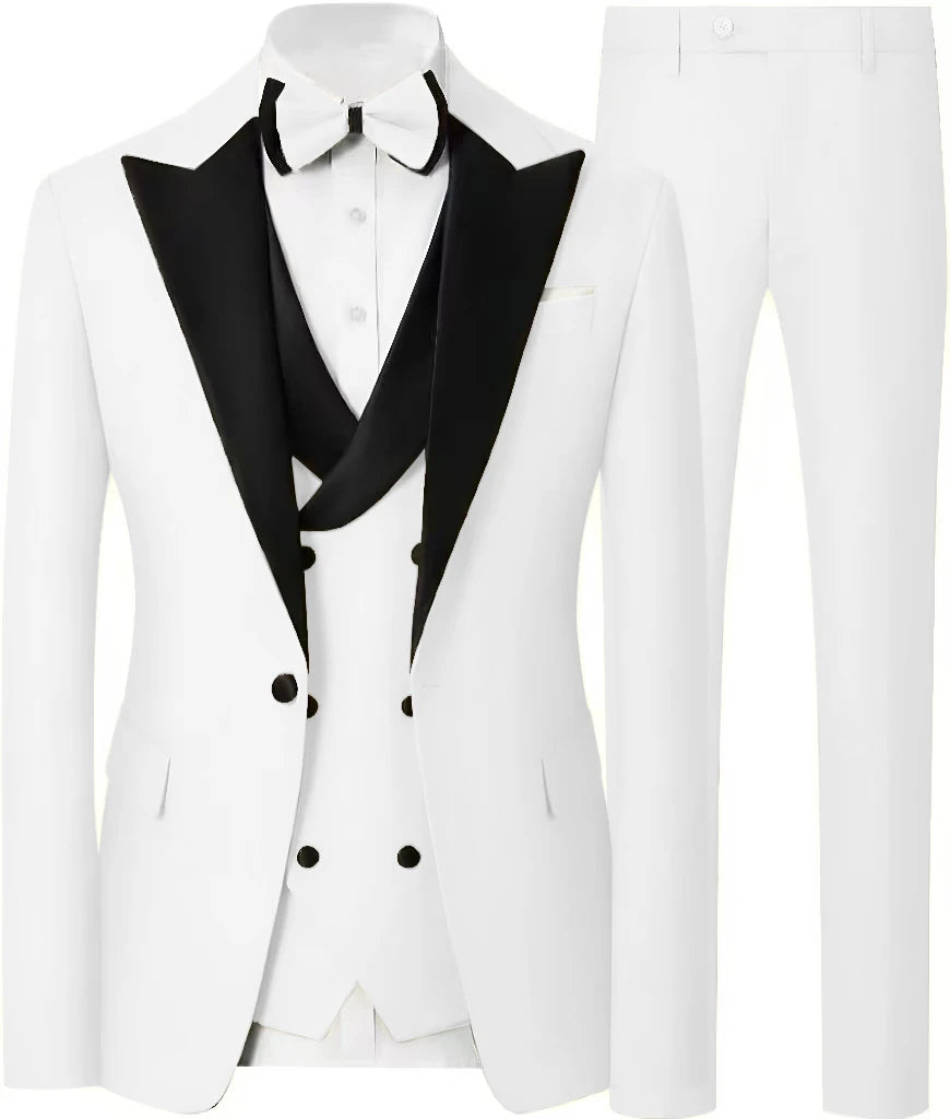 Voguable  Customized Formal Suits for Men, 3 Pieces Blazer Vest and Pants Set, One Button Wedding Dresses, Business Tuxedo Suits voguable