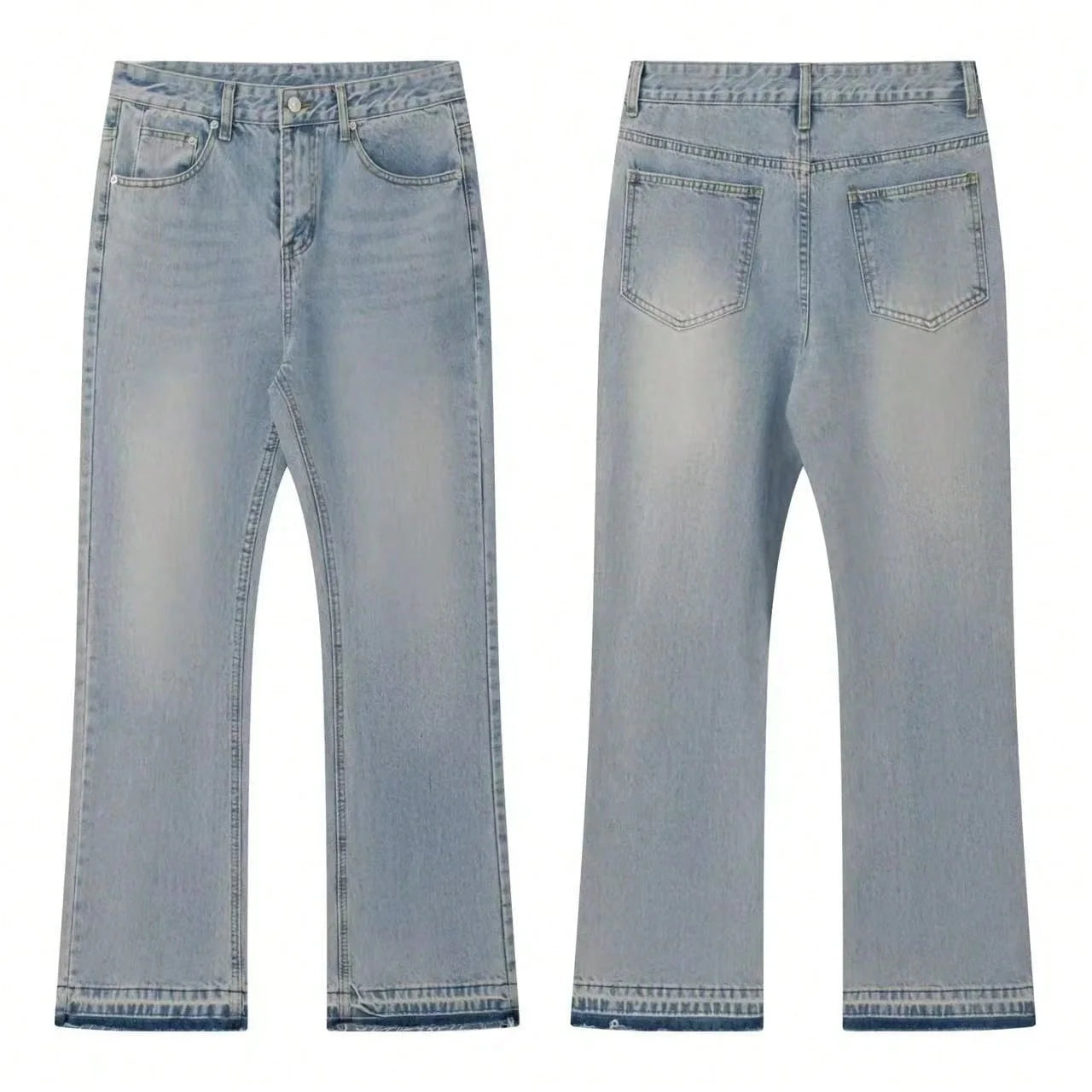 Voguable  Y2K Punk Women Flare Jeans High Waist Light Blue Washed Denim Pants Metal Stud Decoration Fashion Boot Cut Denim Trousers voguable