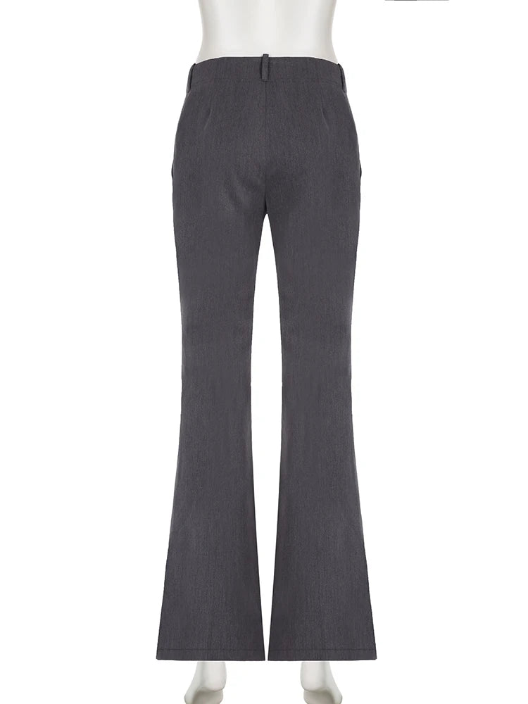 Voguable Low Waist Wide Leg Suit Pants Women Old Money Style Korean Fashion Baggy Trousers Female Office Wear Elegant Gray Pants voguable