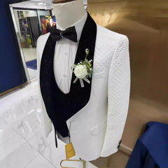 Man Suit Fine Pressed Diamond Men's Wedding Casual Host Suit 3 Pieces   Wedding Suits for Men voguable