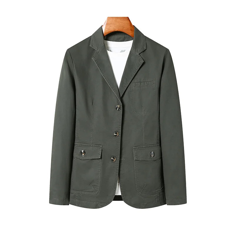 Men's Premium Suit Jacket Spring Autumn Casual Workwear Pure Cotton Jacket Men's Korean Version Slim Fit Loose Plus Size Suit voguable
