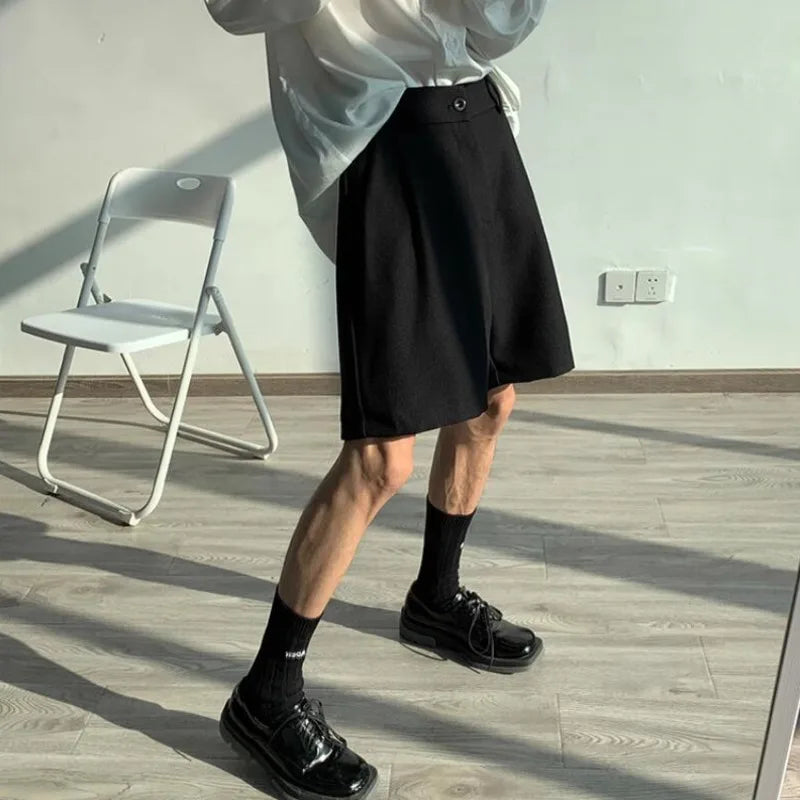 Summer Suit Shorts Men Fashion Social Mens Dress Shorts Korean Loose Business Casual Shorts Mens Grey Black Office Formal Shorts voguable