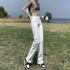Voguable  Spring Summer New Thin High Waist Slim Straight Jeans Korean Fashion Casual Versatile White Black Woman Clothing Denim Pants voguable