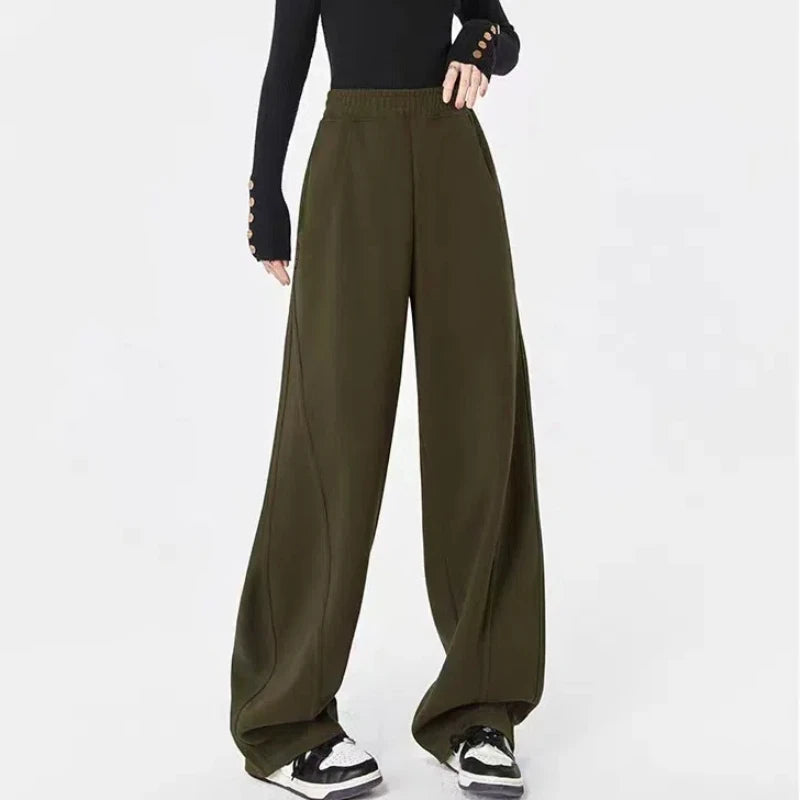 Apricot High Waist Banana Pants Women Spring Autumn 2024 New American Style Chic Straight Casual Affordable Wide Leg Trousers voguable