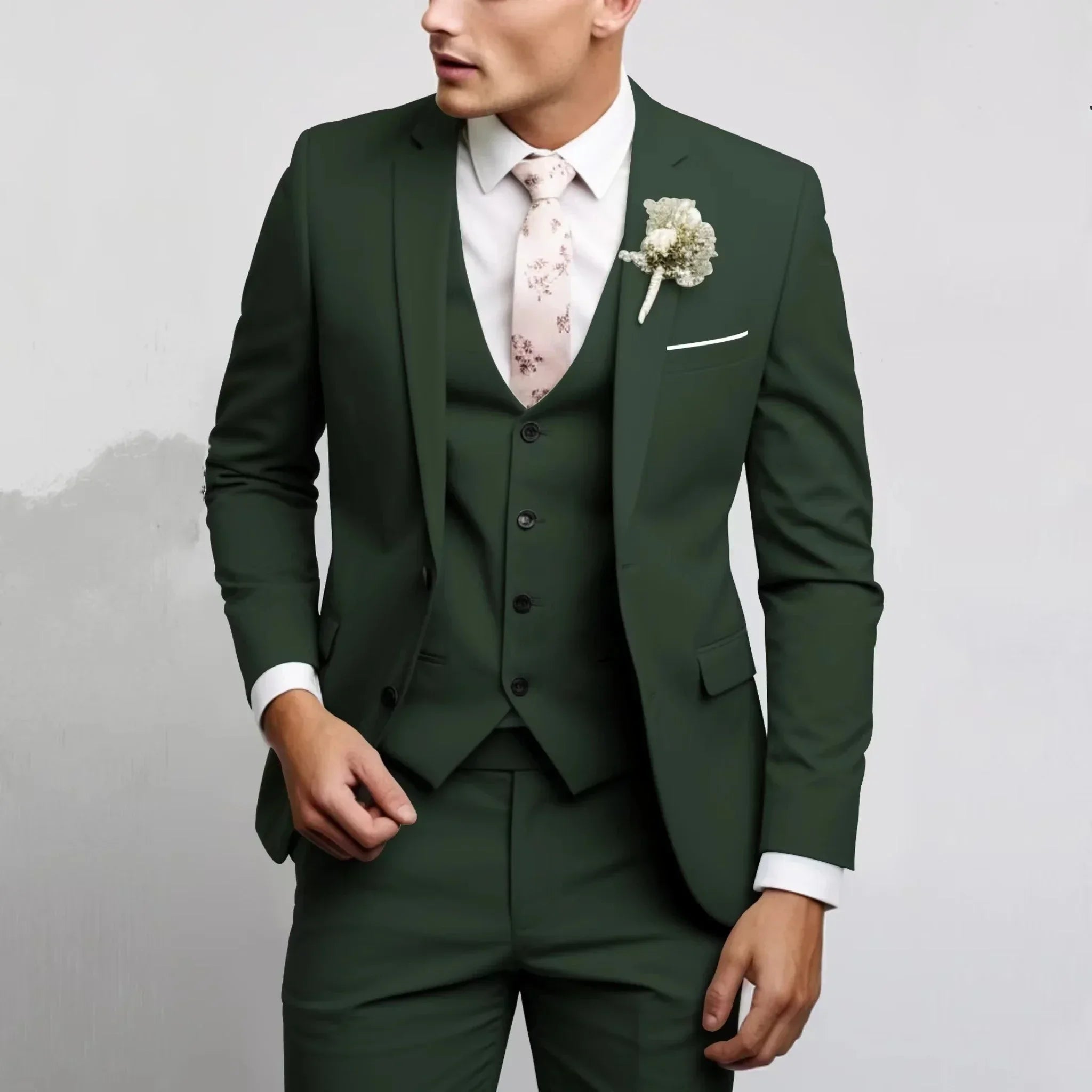 Voguable  Casual Men's Suits  Slim Regular Fit 3 Piece Elegant Tuxedos Notch Lapel Blazer Vest Pants for Evening Party  Formal  Wedding voguable