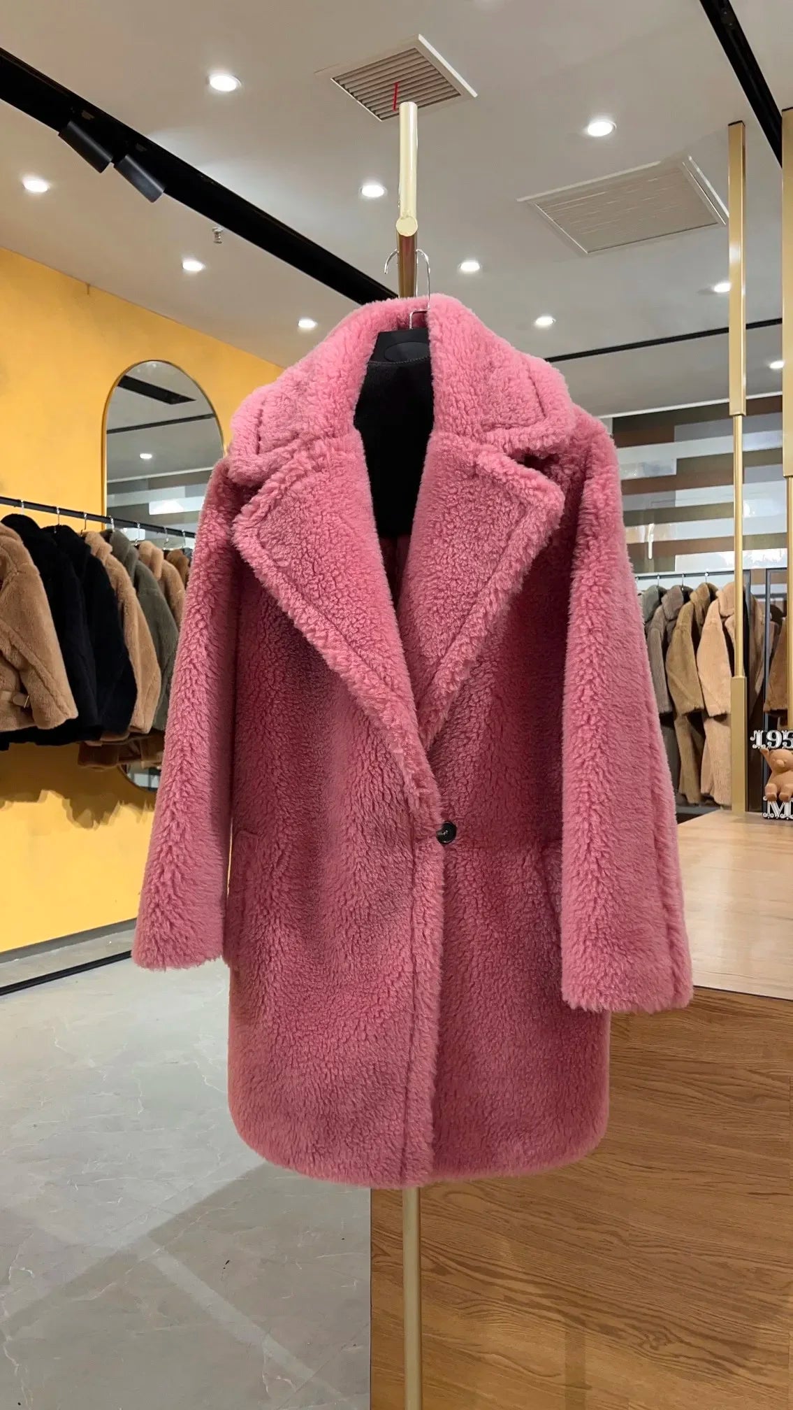 Max Short Teddy Coat 62% Alpaca 26% Wool 12% Silk Coat Winter Thicken Women's Coat voguable