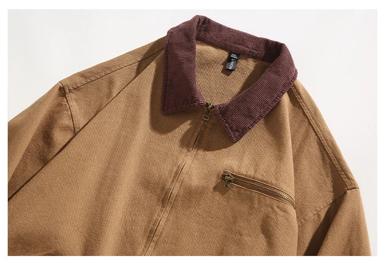 Voguable  Harajuku Jacket Men Spring 2024 New Hip hop Coat Streetwear Zipper Casual Retro Lapel Jackets Man voguable