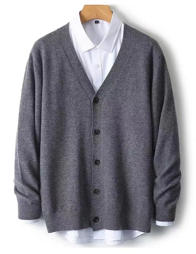 Autumn/Winter New Men's Business and Leisure V-neck Thin Knitted Cardigan Sweater Warm and Fashionable High Quality Knitted voguable