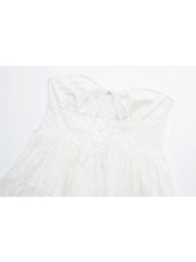 Voguable   New Women White Strapless Lace Dress Sweet Ladies Sexy Mini Party Robe voguable