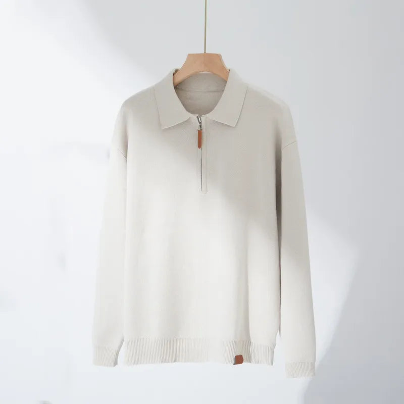 Autumn Clothing Men's Clothing Luxury Knitted Polo Shirt Casual Fashion Zippers Solid Color Long Sleeve Pullovers Leisure Shirt voguable