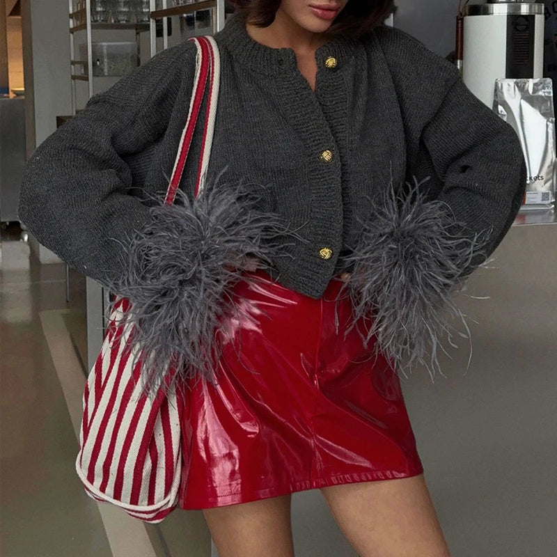 Voguable  Women Y2k Red Bright Faux Pu High Waist Button Mini Skirts Elegant Fashion Slim Fit Party Evening All-match Skirts voguable