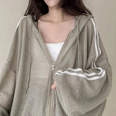 Women Thin Linen Jacket Fashion Ladies Outerwear White Sunscreen Clothing Retro  Loose Long Sleeve Female Knitted Cardigan 2025 voguable