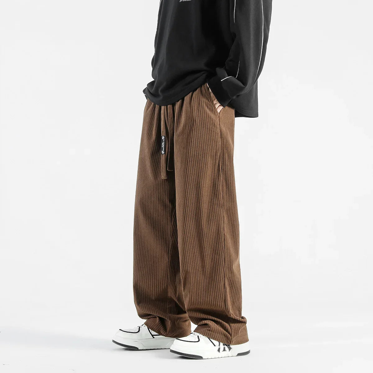 Corduroy Pants Men Spring Autumn Pants Men's Work Baggy Homme Casual Pants Korean Style Black Loose Straight Pants Streetwear gotmes-shop