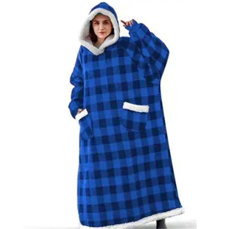 Oversized Hoodie Blanket Women Winter Warm Plush Hoodies Sweatshirt Men Loose Casual Super Long TV Blanket Giant Hoodie Blankets voguable