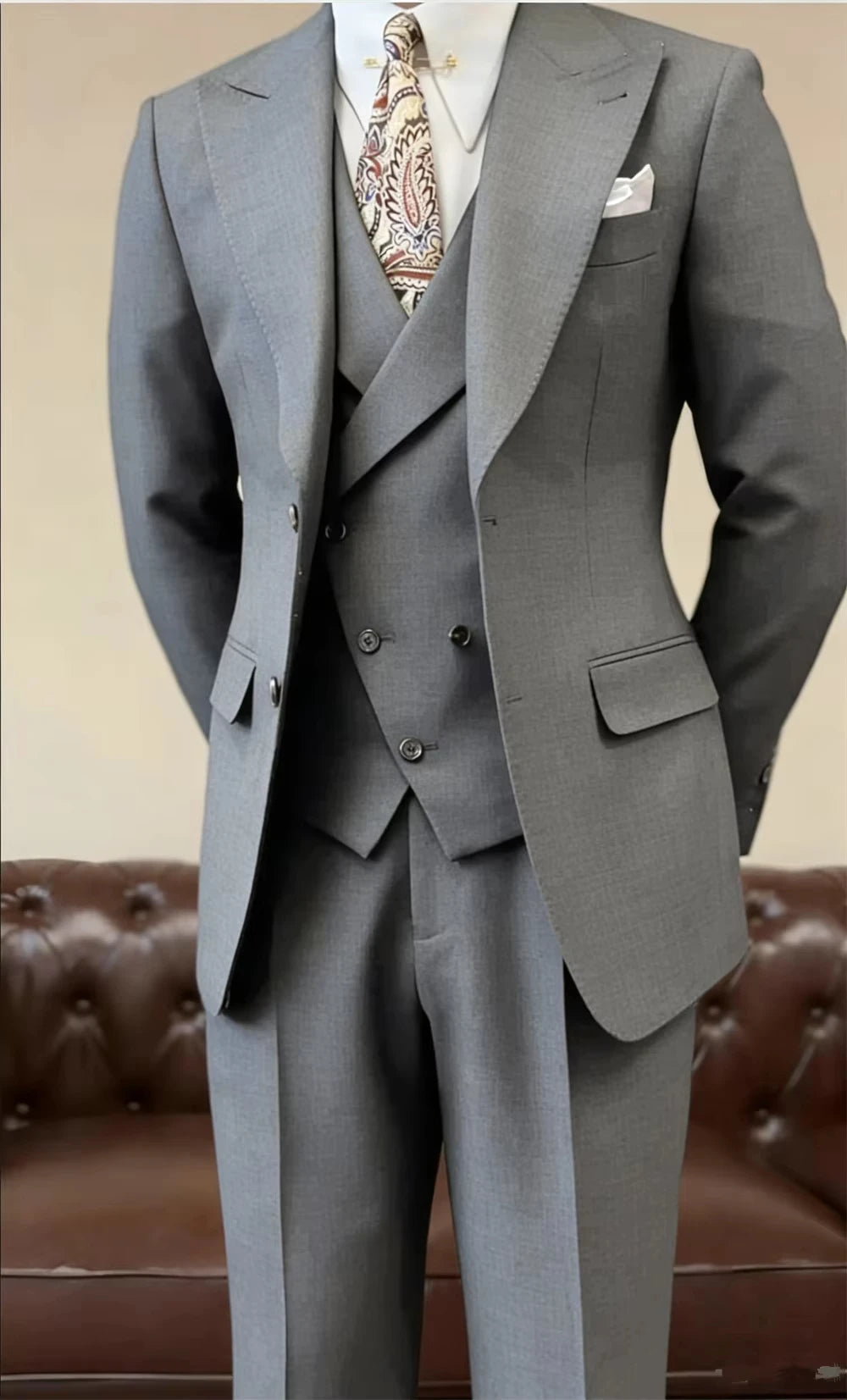 Voguable  Luxury Black Men's Suits 3 Pcs Fashion Groomsmen Suit Slim Fit Bespoke Formal Office Event Men's Suit Jacket+Vest+Pants voguable