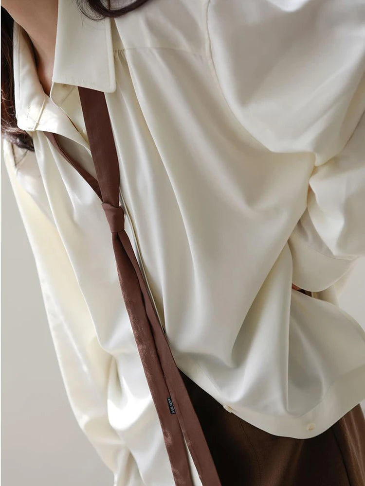 Voguable Elegant Bow Women Shirts Spring Long Sleeve Designed Simple Korean Office Ladies Blouse Button Casual Fashion Female Tops voguable