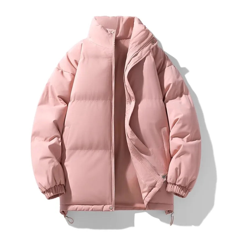 New Winter Stand Collar Parkas Men Fashion Casual Warm Jacket Solid Outdoor Windproof Streetwear Coats Couple Thick Loose Parkas voguable