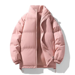 New Winter Stand Collar Parkas Men Fashion Casual Warm Jacket Solid Outdoor Windproof Streetwear Coats Couple Thick Loose Parkas voguable