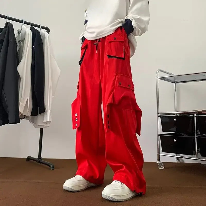 Fashionable Trendy Artistic Solid Color Straight-leg Casual Pants Loose Hip Hop Style For Men Spring Autumn Youth Trend voguable