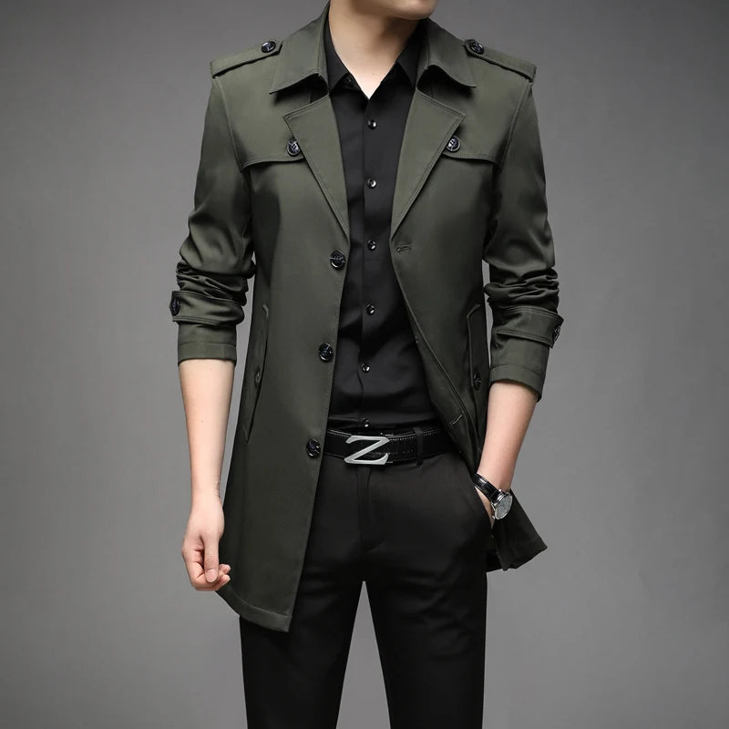 New Spring Men Trench Fashion England Style Long Trench Coats Mens Casual Outerwear Jackets Windbreaker Brand Mens Clothing 2022 voguable
