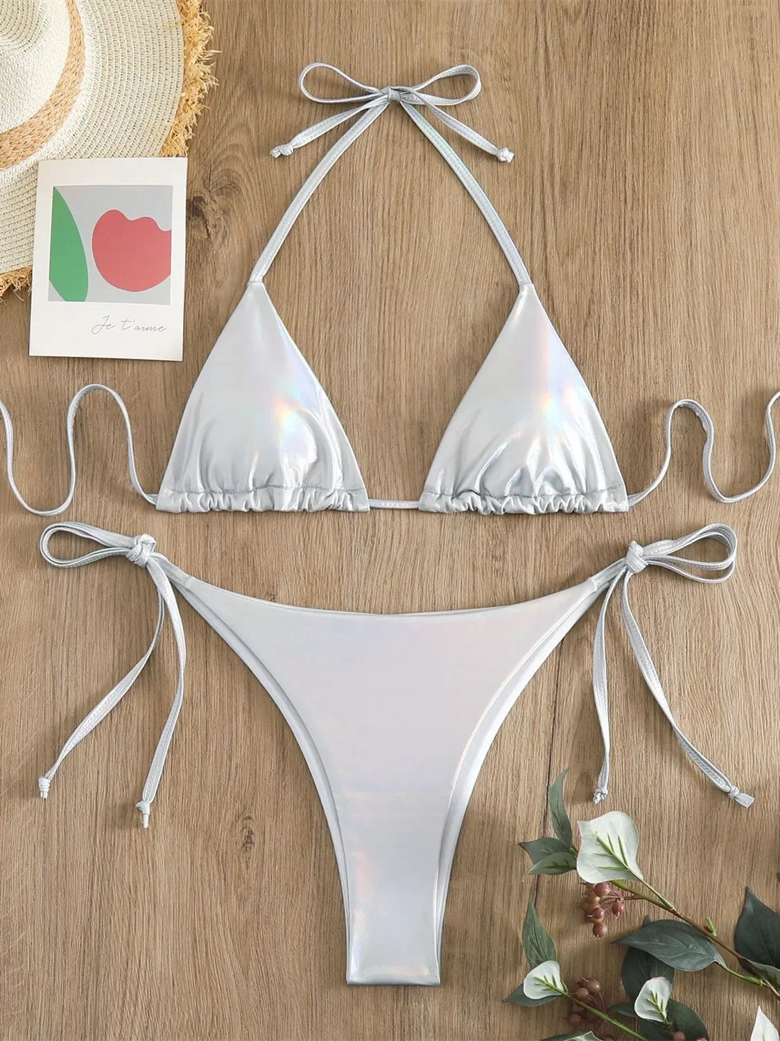 Voguable Sexy Brozing Gold Bikinis Sets Women Push Up Micro Bikini Swimsuit 2024 Brazilian Beach Bathing Suit Tie Side Triangle Swimwear voguable
