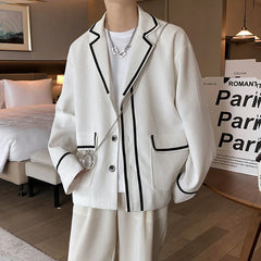 Voguable Black/White Blazer Men Fashion Society Men Dress Jacket Korean Loose Business Casual Suit Jacket Men Formal Blazer M-2XL voguable
