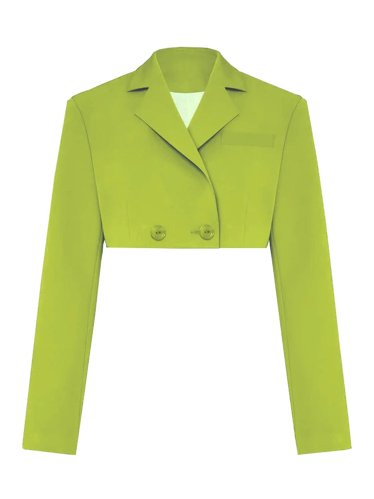 Taruxy Green New Blazers For Women Cropped Coats Jacket Summer Casual Outfits 2022 Fashion Chic Jacket Women's Blazer Suits voguable
