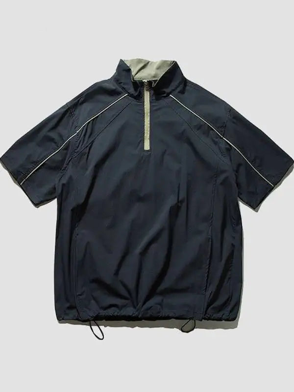 Voguable  Summer Outdoor Sports Men's Casual Faionable f Zipper ort Sve Stand Collar Cycling T-irt Top for Men And Women voguable