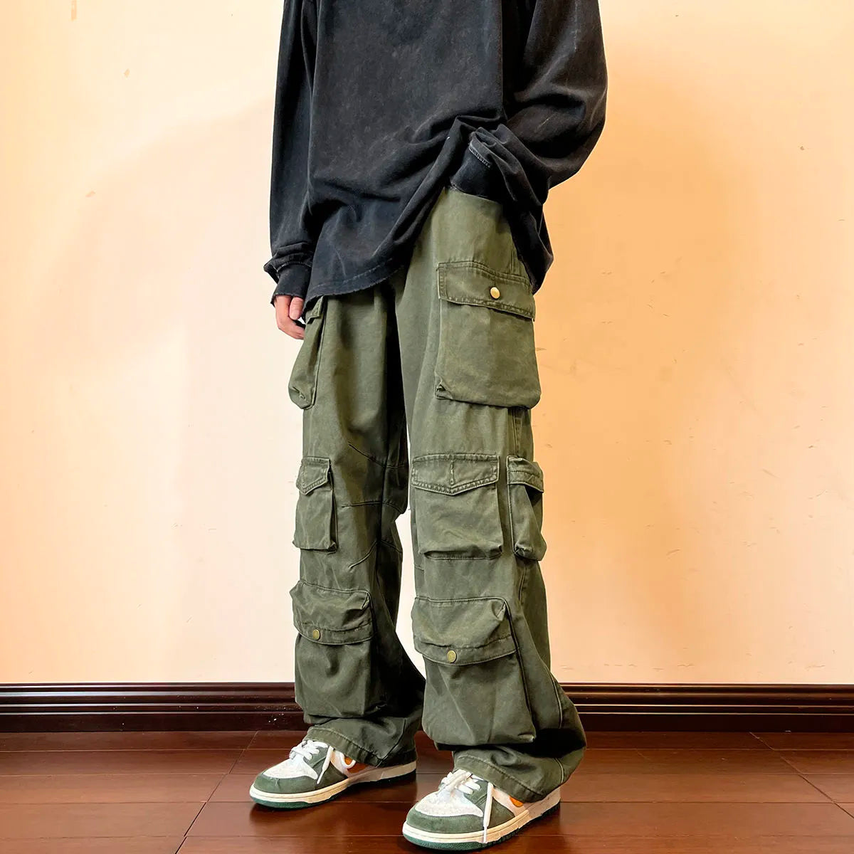 Y2k Men's Cargo Pants Multi Pocket Male Hiphop Overalls High Street Safari Style Trousers Summer New Streetwear voguable