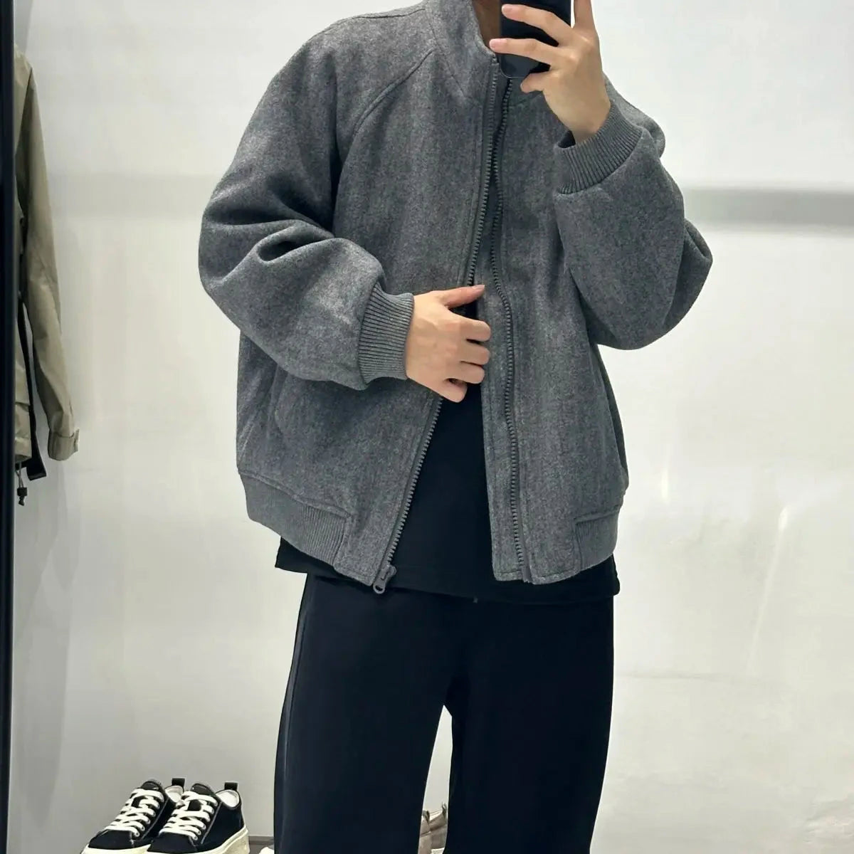 Korean Casual Sweatshirt Jacket Spring Autumn Winter Wear Cityboy Stand Collar Woolen Jacket Men Women Loose Solid Zipper Coat voguable